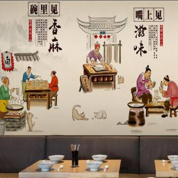 餐厅墙画手绘